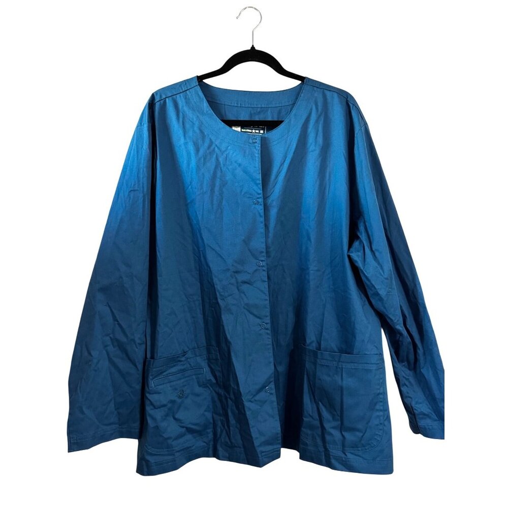 Bring It On Womens Teal Blue Button-Front Jacket 3X Cotton Blend Made In Mexico